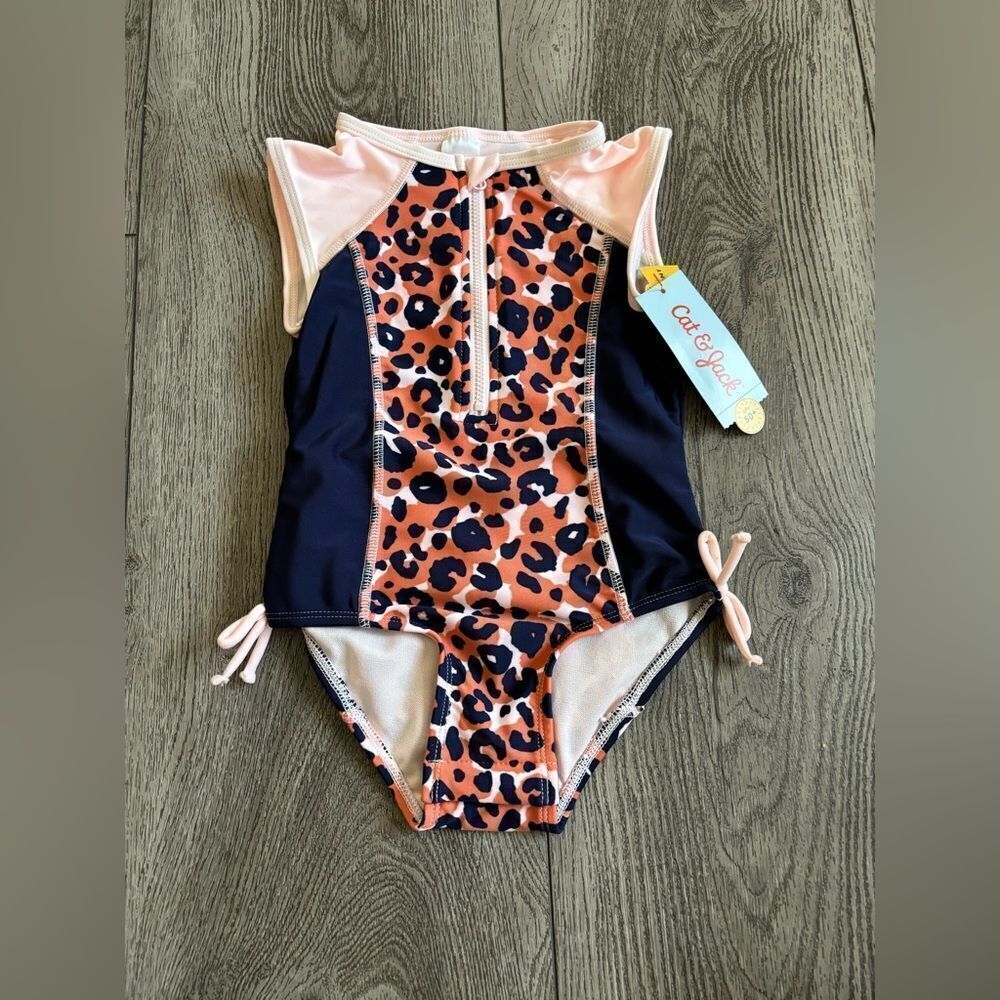 Cat & Jack Kids Leopard Print Swimsuit - Pink and blue